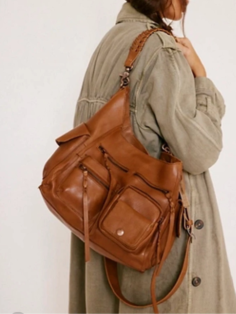 Free People We the Free Ledger Leather Bag in Saddle